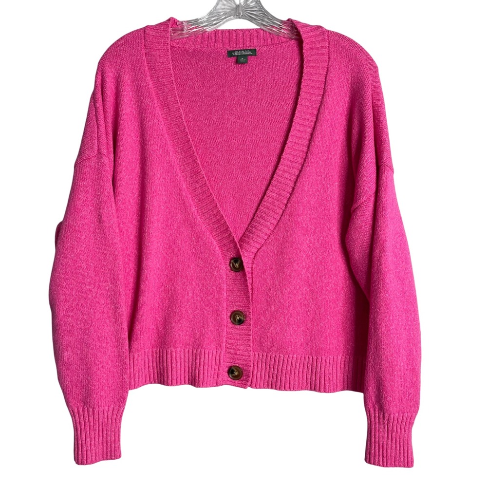 Wild Fable Cardigan Womens M Pink Oversized Cropped Preppy Grandpa‎ Knit
